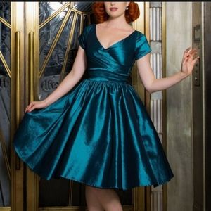 Elegant Teal Satin Dress